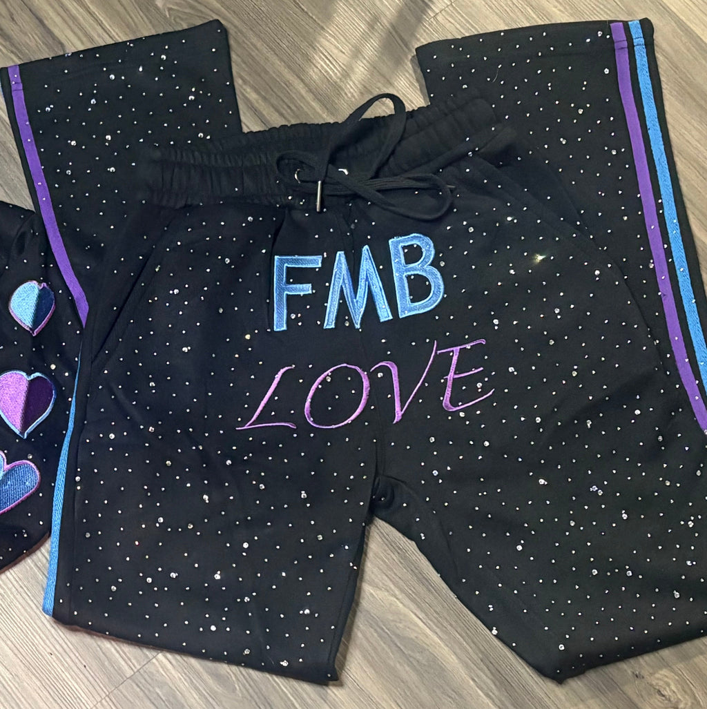 FMBLOVE Rhinestone Sweatpants