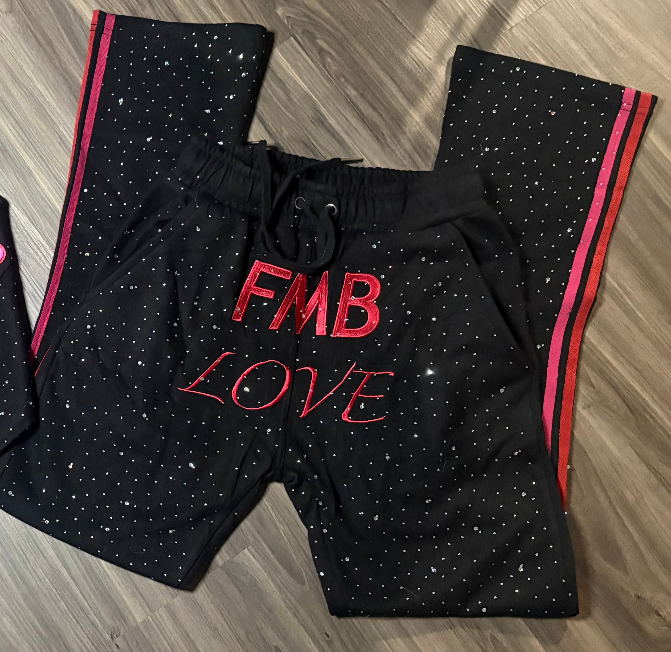 FMBLOVE Rhinestone Sweatpants
