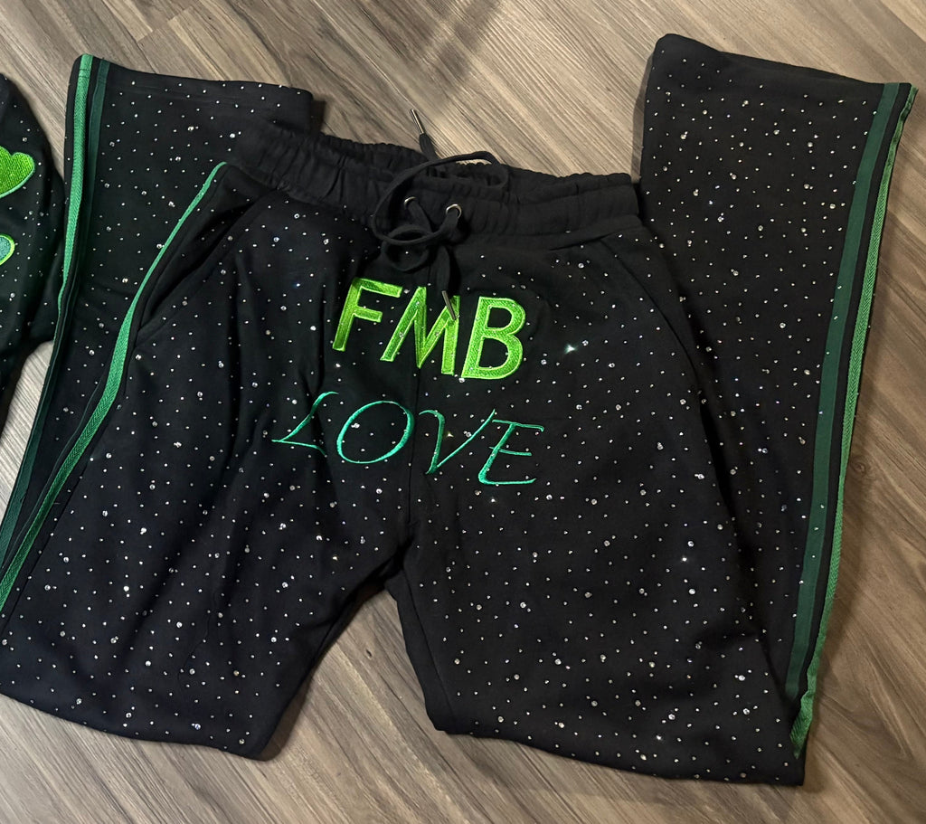 FMBLOVE Rhinestone Sweatpants