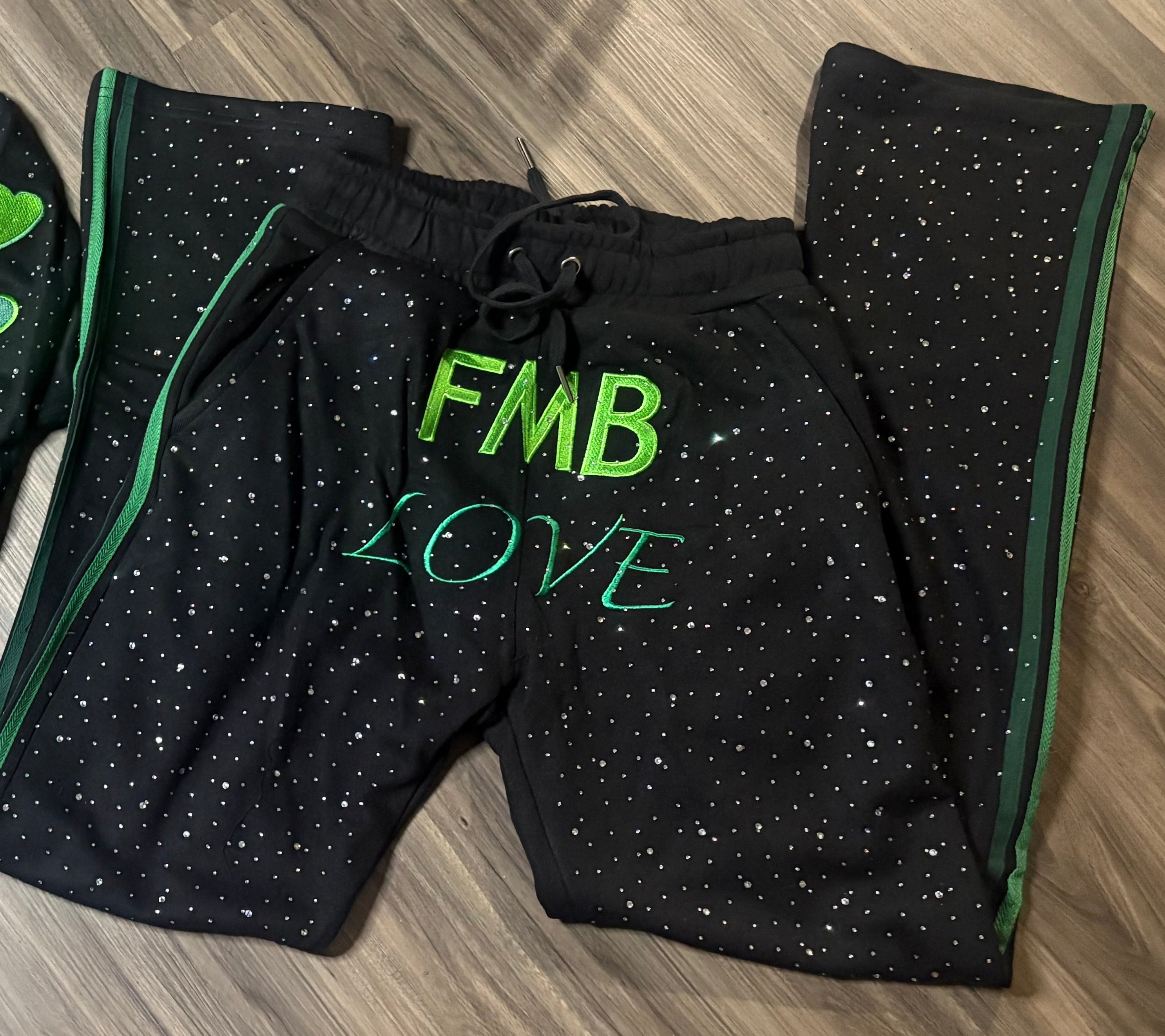 FMBLOVE Rhinestone Sweatpants